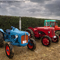 Buy canvas prints of 3 vintage Tractors  in a Cornish field by kathy white