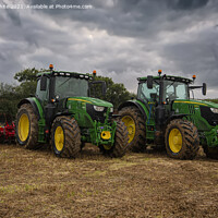 Buy canvas prints of Twin John Deere tractors by kathy white