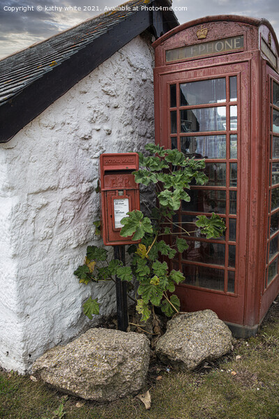 Classic British red telephone box, t.Ives Cornwall, Picture Board by kathy white