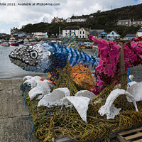 Buy canvas prints of  Porthleven Harbour  fishing nets by kathy white