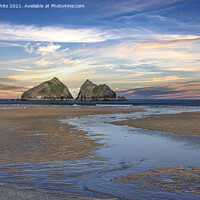 Buy canvas prints of Holywell Bay Cornwall, at sunset by kathy white