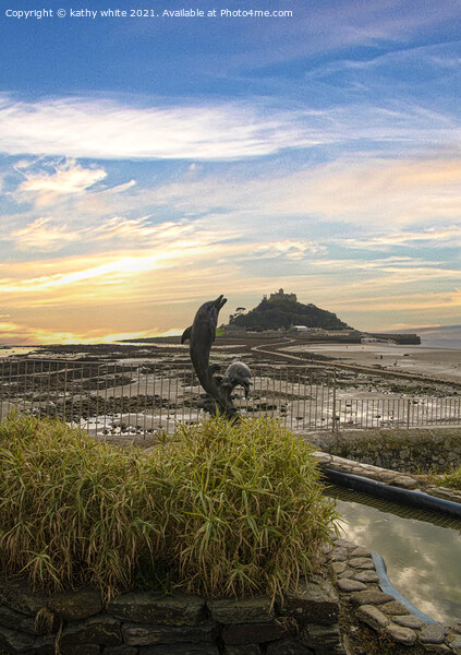 St Michaels mount Cornwall, Dolphins Picture Board by kathy white