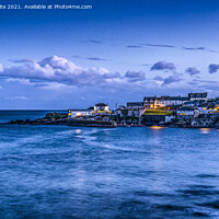 Buy canvas prints of Coverack at night Cornwall  by kathy white