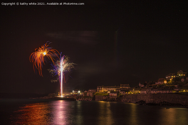 coverack at night,fireworks Picture Board by kathy white