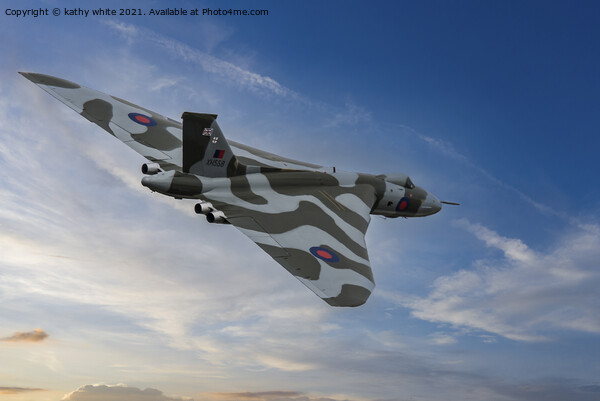vulcan avro soaring at sunset Picture Board by kathy white