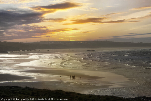 Hayle beach Cornwall, sunset Picture Board by kathy white
