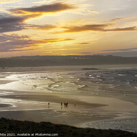 Buy canvas prints of Hayle beach Cornwall, sunset by kathy white