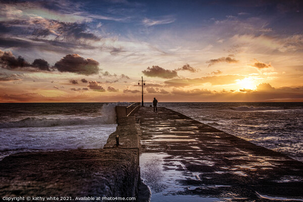 Porthleven Cornwall,sunset Picture Board by kathy white