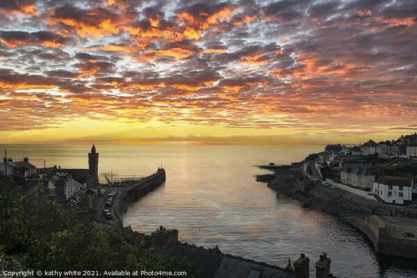 Porthleven Harbour Cornwall sunset Picture Board by kathy white