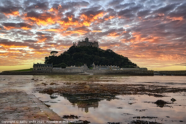 St Michael's Mount sunset  Picture Board by kathy white