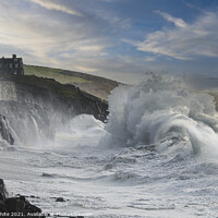 Buy canvas prints of The Fierce Beauty of Porthleven Winter Storm by kathy white