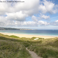 Buy canvas prints of Hayle Beach Cornwall pathway to the beach by kathy white
