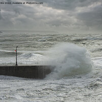 Buy canvas prints of stormy Porthleven Pier by kathy white