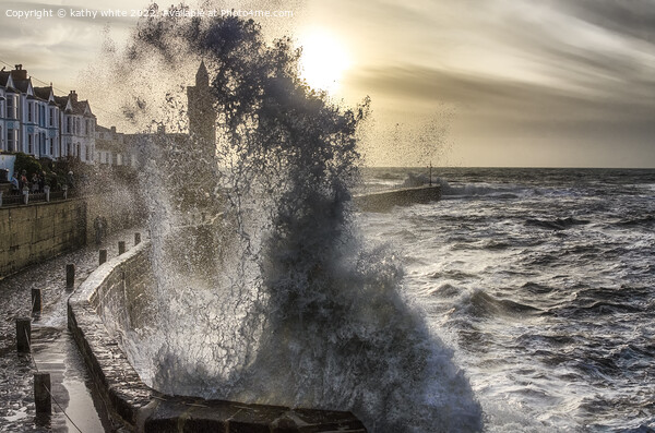 waves at porthleven Harbour Cornwall Picture Board by kathy white