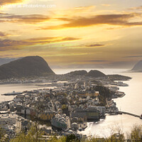 Buy canvas prints of  Alesund  Norway sunset by kathy white