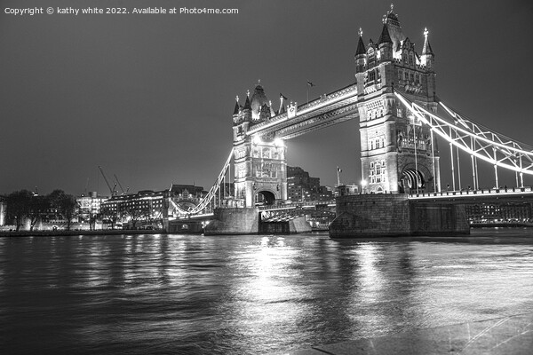 Tower bridge London ,black and white Picture Board by kathy white