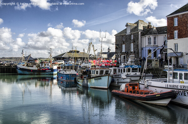 fishing boats at Padstow Cornwall Picture Board by kathy white