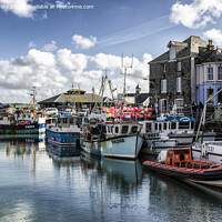 Buy canvas prints of fishing boats at Padstow Cornwall by kathy white