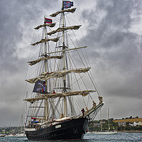 Buy canvas prints of Tall Ship sailing in Cornwall by kathy white