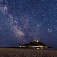Buy canvas prints of Milky way at St. Michael’s Mount Cornwall by kathy white