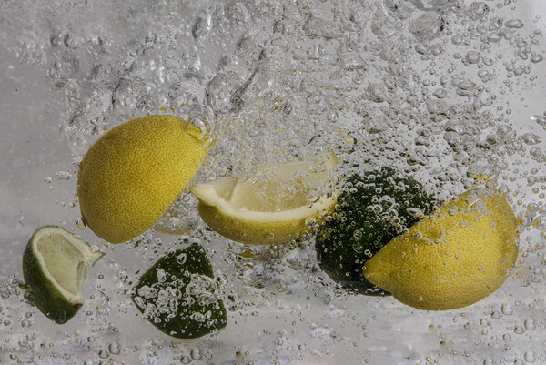 lemon and limes splashing about Picture Board by kathy white