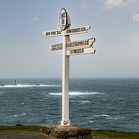 Buy canvas prints of The Iconic Signpost lands end Cornwall  by kathy white