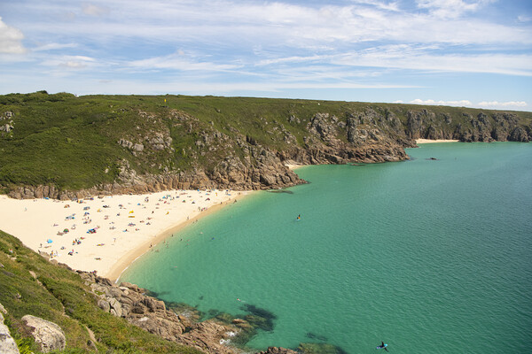 Porthcurno beach Cornwall Picture Board by kathy white