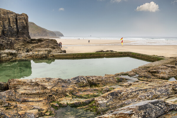  Perranporth  Cornwall,swiming pool Picture Board by kathy white