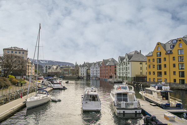Alesund Norway with sailing boats Picture Board by kathy white
