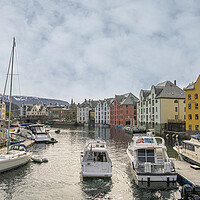 Buy canvas prints of Alesund Norway with sailing boats by kathy white