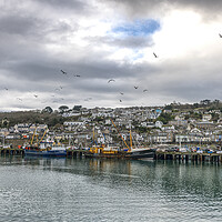 Buy canvas prints of Newlyn harbour, fishing boats by kathy white