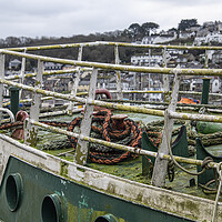 Buy canvas prints of old fishing boat,Newlyn harbour Cornwall by kathy white
