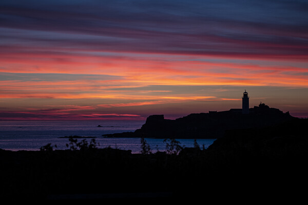 Godrevy Lighthouse,red sky at night Picture Board by kathy white