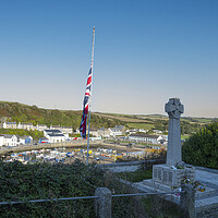 Buy canvas prints of Porthleven Cornwall on the morning of the Queens state funeral,  by kathy white