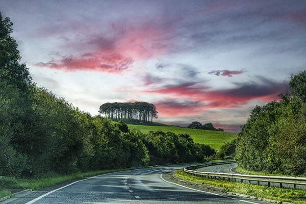 Nearly home Trees cornwall A30,local landmark comi Framed Mounted Print by kathy white