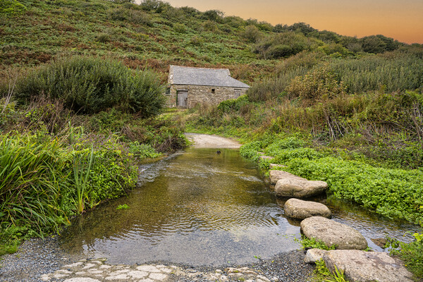 stepping stones across river at Penberth Cove  Picture Board by kathy white