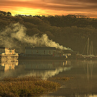 Buy canvas prints of sunset at Gweek Cornwall by kathy white