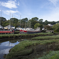 Buy canvas prints of Gweek Cornwall riverboats by kathy white