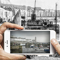 Buy canvas prints of Porthleven old and new by kathy white