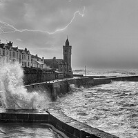 Buy canvas prints of lightening Porthleven Cornwall by kathy white