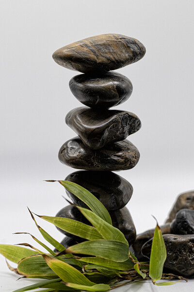 Cornish Zen balanced Stones Picture Board by kathy white