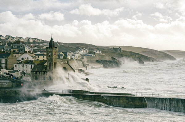 crashing storm waves,porthleven Picture Board by kathy white