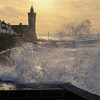 Buy canvas prints of Porthleven winter storm,sunset by kathy white
