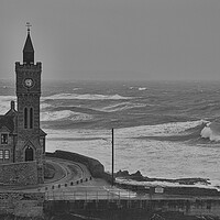 Buy canvas prints of Clock tower Porthleven Cornwall by kathy white