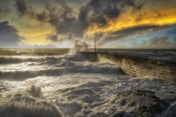 Porthleven in the Eye of the Storm  Picture Board by kathy white