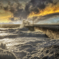 Buy canvas prints of Porthleven in the Eye of the Storm  by kathy white