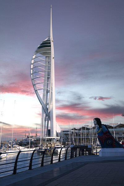 Majestic sunset at Portsmouth Spinnaker Tower Picture Board by kathy white