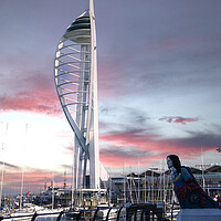 Buy canvas prints of Majestic sunset at Portsmouth Spinnaker Tower by kathy white