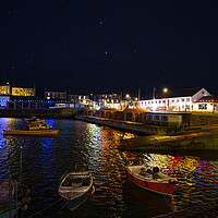 Buy canvas prints of Porthleven christmas lights by kathy white