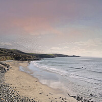 Buy canvas prints of Perranuthnoe beach, by kathy white
